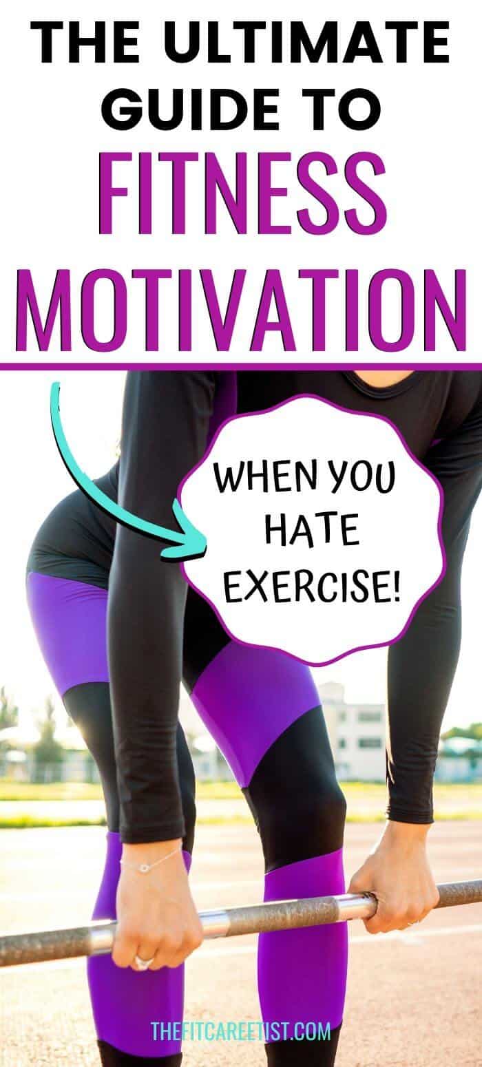 The ultimate guide to fitness motivation when you hate exercise. Girl lifting weights outside.